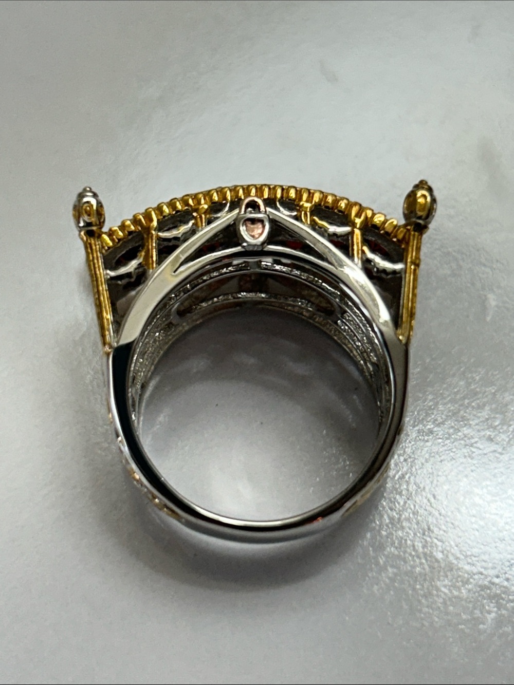 NWT Gems En Vogue Designer Palladium 14k Accent Genuine Garnet Bridge Ring - Picture 2 of 13